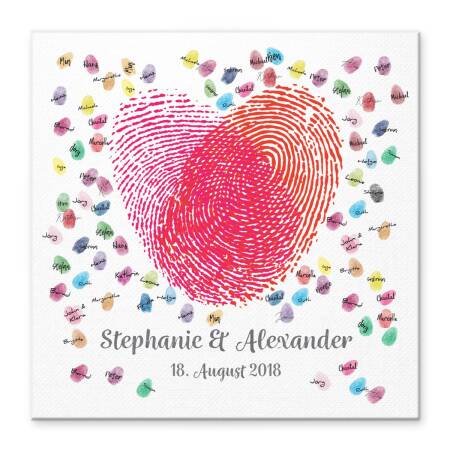 Gästebuch Hochzeit Leinwand 50x50cm personalisiert Fingerabdruck