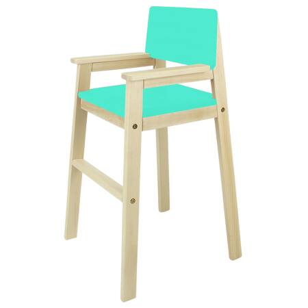 High chair in beech light turquoise