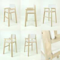 High chair in beech light turquoise