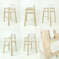 High chair in beech teak orange