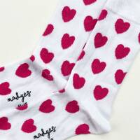 Socke weiss / rosa Herzen