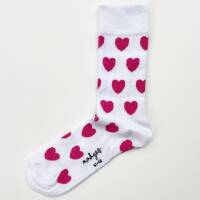 Socke weiss / rosa Herzen