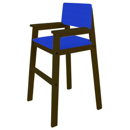 High chair in beech rosewood blue
