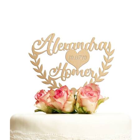 Cake topper personalized wreath
