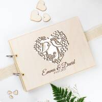 Guest book wedding wood birds