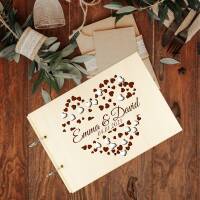 Guest book wedding wooden hearts