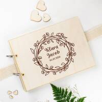 Guest book wedding wood floral wreath