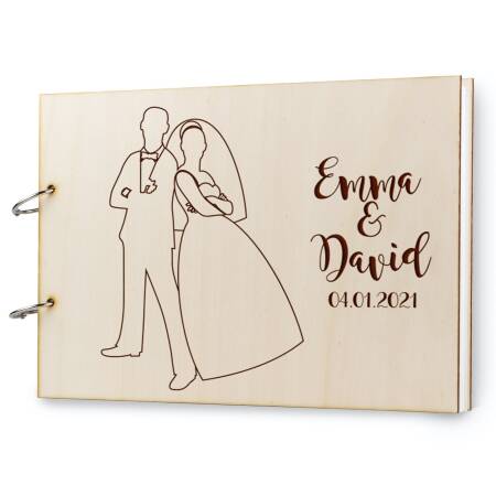 Gästebuch Hochzeit Holz Couple