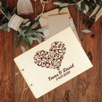 Guest book wedding wood heart