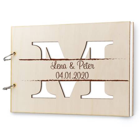 Guest book wedding wooden initial
