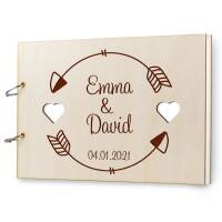 Wedding cottage wood DIN A4 with name wedding