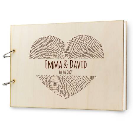 Guest book wedding wood fingerprint