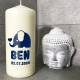 Baptism candle boy girl with name, motif, date 18.5 x 7.8 cm