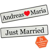 License plate wedding just married with name bridal couple