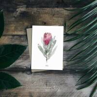 Postkarte Watercolor Protea botanische Postkarte