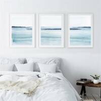 Set of 3 abstract watercolor landscape prints bedroom...