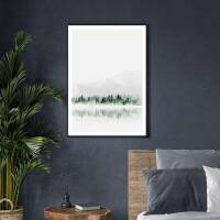 Modern watercolor foggy forest print printable