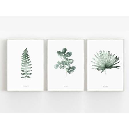 Set von 3 botanischen Kunstdrucken Blätter Kunstdruck skandinavische Wandkunst Drucke