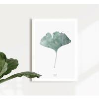 Aquarell Gingko Biloba-Blatt Kunstdruck Wohnzimmer Kunstdruck  Wandkunst