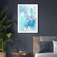 Abstrakter Aquarell Kunstdruck moderne blaue Wandkunst Boho-Druck