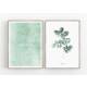 Set von 2 mintfarbenen Kunstdrucken Botanischer Moringa Blätter "Enjoy the litttle things"