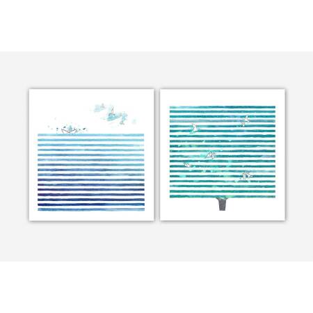 Set of 2 watercolor Prints abstract landscape print