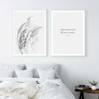 Set von 2 Kunstdrucken Aquarellgräser im Wind Kunstdruck mit schönem Zitat