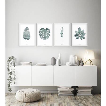 Set von vier botanischen Kunstdrucken Wandkunst...