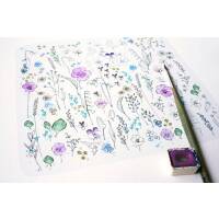 Aquarell Wiese mit Wildblumen Kunstdruck Blumen Viola Druck