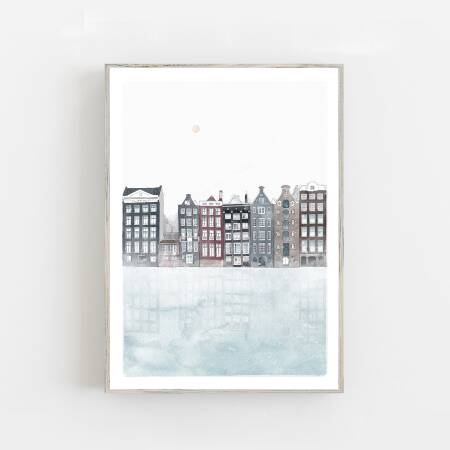 Aquarell Amsterdam - Kunstdruck DIN A4 (21 x 29,7 cm)