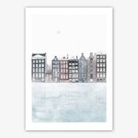 Aquarell Amsterdam - Kunstdruck DIN A4 (21 x 29,7 cm)