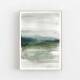 Aquarell abstrakte neblige Landschaft moderner grüner Aquarell Kunstdruck  DIN A4 (21 x 29,7 cm)