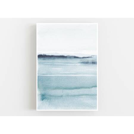 Abstrakte hellblaue Aquarell Kunstdruck skandinavischer Kunstdruck DIN A1 (59,4 x 84,1 cm)