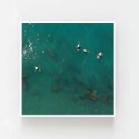 Surfer in Wasser Levanto Italien Drohne Fotografie Druck Luftaufnahme Druck DIN A4 (21 x 29,7 cm)