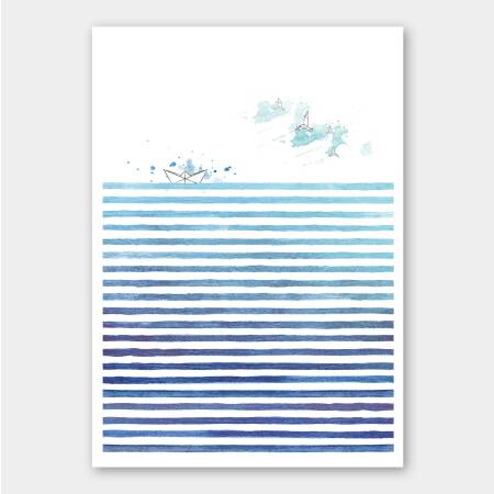 Aquarell Abstrakte Meer Kunstdruck Aquarell abstrakter Ozean Kunstdruck 30 x 40 cm
