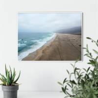 Fuerteventura Cofete Strand Kunstdruck neblige Strand Landschaft Foto Druck Fuerteventura Küste Fotografie Drohne fotografie DIN A3 (29,7 x 42 cm)