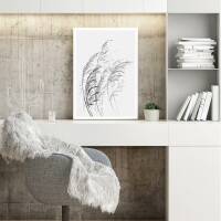 Aquarell Gräser im Wind Kunstdruck minimalistischer Kunstdruck  DIN A3 (29,7 x 42 cm)