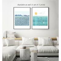 Aquarell Sonne und Meer Kunstdruck Sommer Kunstdruck DIN A5 (14,8 x 21 cm)
