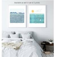 Aquarell Sonne und Meer Kunstdruck Sommer Kunstdruck DIN A4 (21 x 29,7 cm)