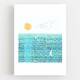 Aquarell Sonne und Meer Kunstdruck Sommer Kunstdruck DIN A1 (59,4 x 84,1 cm)