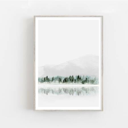 Kunstdruck Aquarell Nebeliger Wald see Kunstdruck  DIN A4 (21 x 29,7 cm)