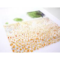 Aquarell Tulpenwiese Kunstdruck Frühlingsblumen Wiese Kunstdruck Orange Blumen Kunstdruck DIN A5 (14,8 x 21 cm)