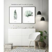 Aquarell Farn-Blatt Kunstdruck Wohnzimmer Poster moderner  DIN A3 (29,7 x 42 cm)