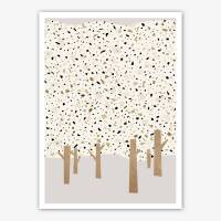 Terrazzo Kunstdruck Abstrakter Wald Kunstdruck abstrakte Bäume Kunstdruck DIN A4 (21 x 29,7 cm)