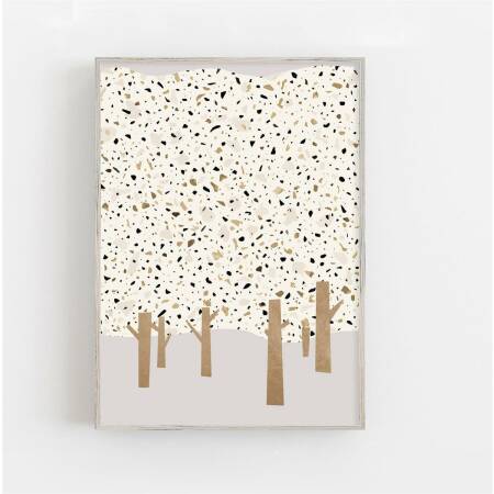 Terrazzo Kunstdruck Abstrakter Wald Kunstdruck abstrakte Bäume Kunstdruck DIN A1 (59,4 x 84,1 cm)