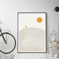Sommer Kunstdruck Radfahren in den Dünen moderner beige Kunstdruck DIN A5 (14,8 x 21 cm)