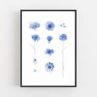 Kunstdruck Kornblumen Blaue Blumen Kunstdruck Geschenk für Mama DIN A3 (29,7 x 42 cm)
