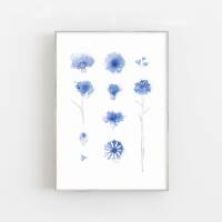 Kunstdruck Kornblumen Blaue Blumen Kunstdruck Geschenk für Mama DIN A1 (59,4 x 84,1 cm)