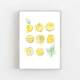 Zitronen Kunstdruck Küche Wandkunst DIN A5 (14,8 x 21 cm)