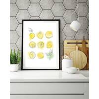 Zitronen Kunstdruck Küche Wandkunst DIN A4 (21 x 29,7 cm)